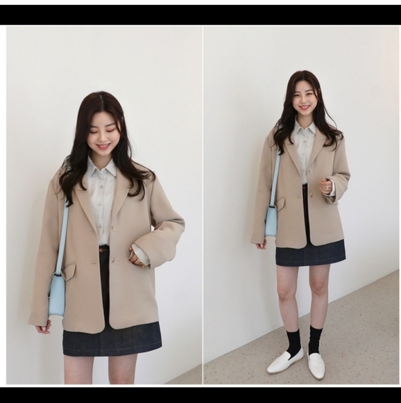 Oversized light beige blazer - Picture 4 of 4